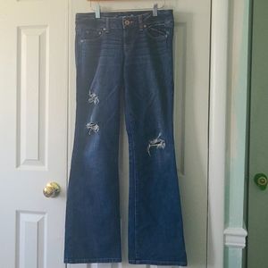 Y2K low rise flare distressed jeans